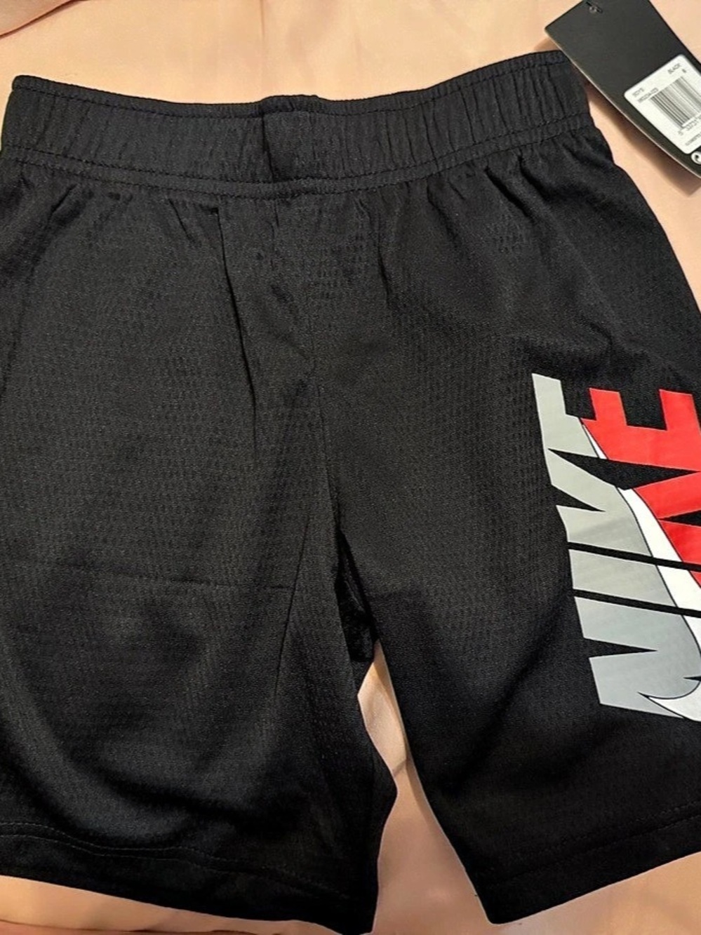 Nike Boys Dri-FIT Multi Mesh Graphic Shorts Black & Red Boys Medium